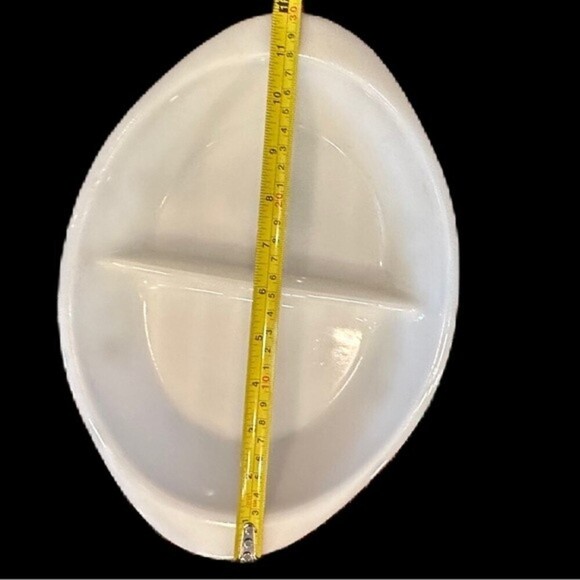 Vintage Glasbake Divide Bakeware Casserole Dish White&Green‎ Flower Pattern - Picture 10 of 13